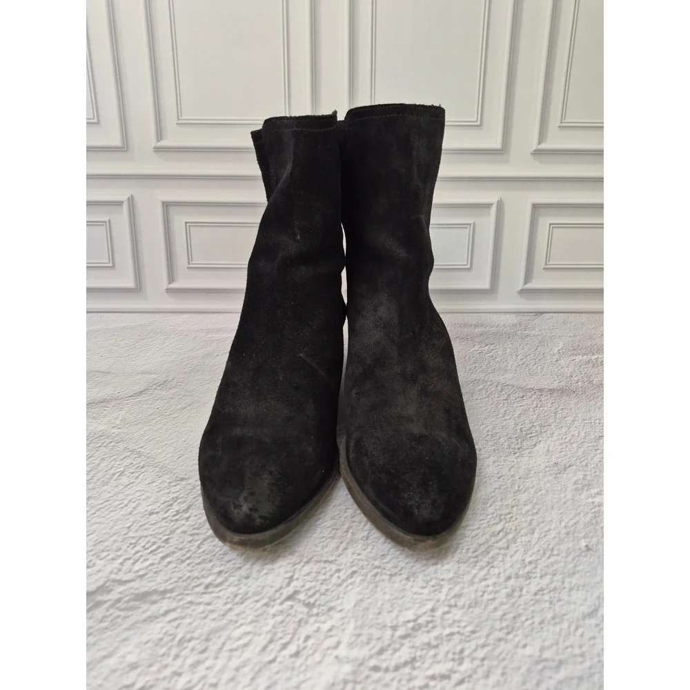 Frye Womens Size 9 M Suede Leather Farrah Wave Short Bootie Black Pull On